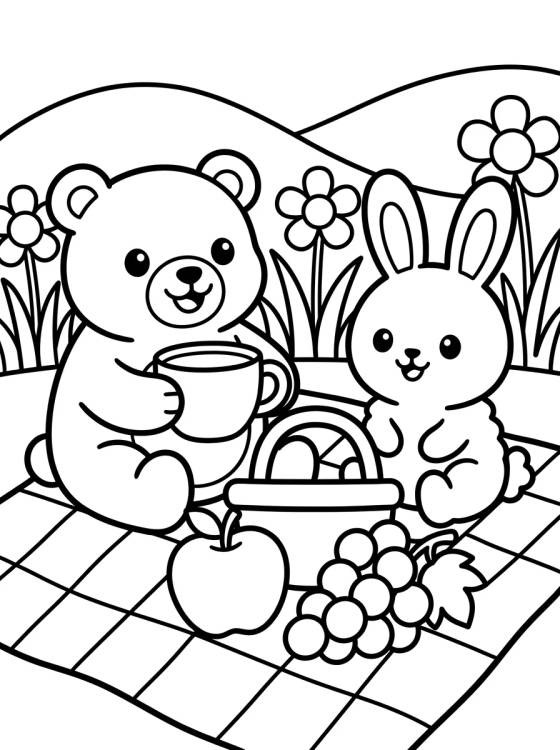 Desenho de Bobbie and Bunny at the Picnic para colorir e imprimir grátis