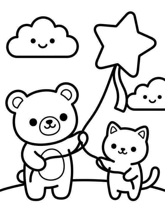 Desenho de Bobbie and Kitty Flying a Kite para colorir e imprimir grátis
