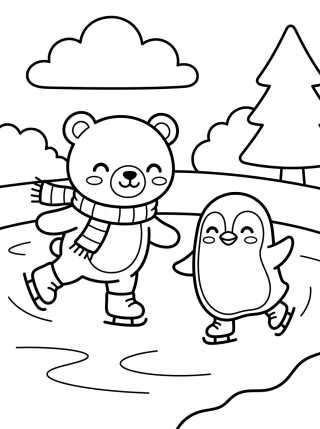 Desenho de Bobbie and Penguin on the Ice para colorir e imprimir grátis
