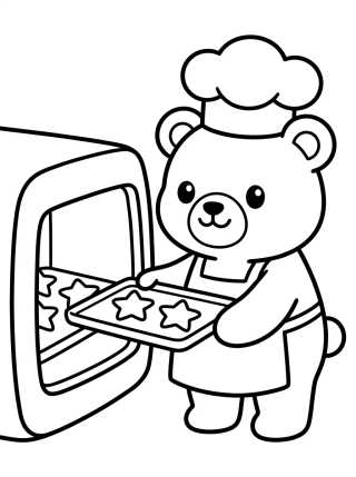 Desenho de Bobbie Baking Cookies para colorir e imprimir grátis