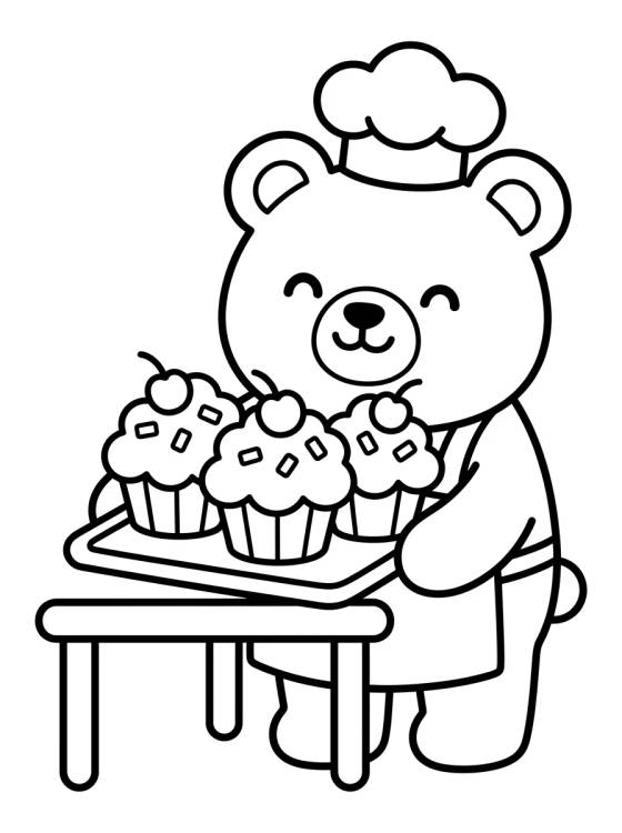 Desenho de Bobbie Baking Cupcakes para colorir e imprimir grátis