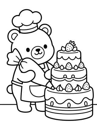 Desenho de Bobbie Decorating a Cute Cake para colorir e imprimir grátis