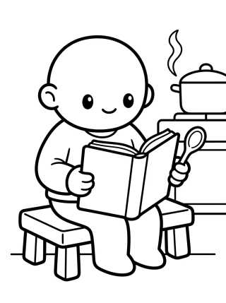 Desenho de Bobbie Reading a Cookbook para colorir e imprimir grátis