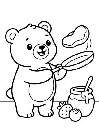 Desenho de Bobbie Flipping Flying Pancakes para colorir e imprimir grátis