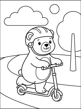 Desenho de Bobbie Riding a Scooter para colorir e imprimir grátis