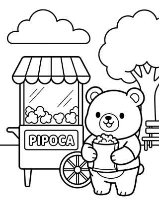 Desenho de Bobbie Buying Popcorn at the Park para colorir e imprimir grátis