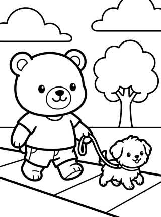 Desenho de Bobbie Walking the Dog para colorir e imprimir grátis