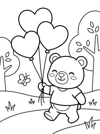Coleção de desenhos para colorir: Bobbie Bear Going for a Walk
