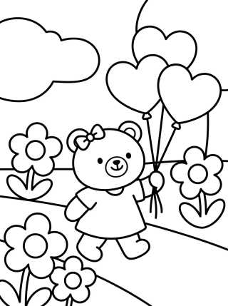 Desenho de Bobbie Walking in the Park with Balloons para colorir e imprimir grátis