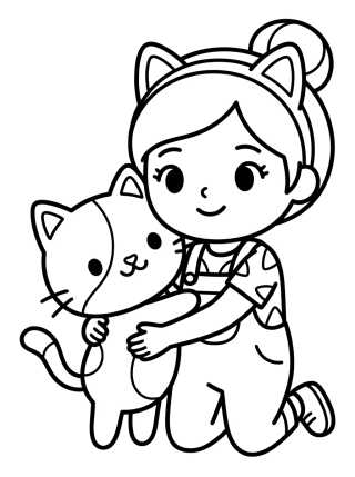 Desenho de Cakey Cat Hugging Gabby para colorir e imprimir grátis
