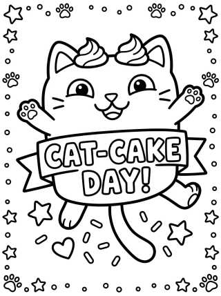 Desenho de Cakey Cat with Magic Sprinkles para colorir e imprimir grátis