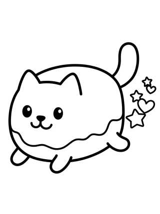 Desenho de Cakey Cat Running with Little Stars para colorir e imprimir grátis