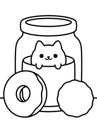 Desenho de Cakey Cat Inside a Candy Jar para colorir e imprimir grátis