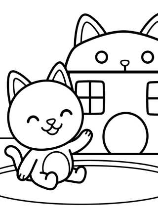 Desenho de Cakey Cat and the Magic Dollhouse para colorir e imprimir grátis