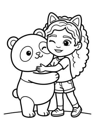 Desenho de Gabby and Cakey Cat Hugging para colorir e imprimir grátis