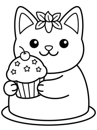 Coleção de desenhos para colorir: Cakey Cat Coloring Pages from Gabby's Dollhouse
