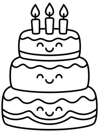 Desenho de Three-Tier Birthday Cake para colorir e imprimir grátis