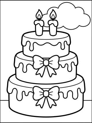 Desenho de Festive Birthday Cake para colorir e imprimir grátis