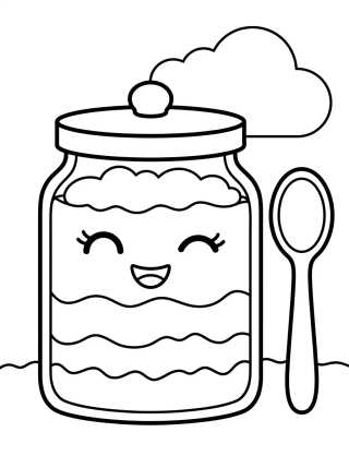 Desenho de Kawaii Jar Cake para colorir e imprimir grátis