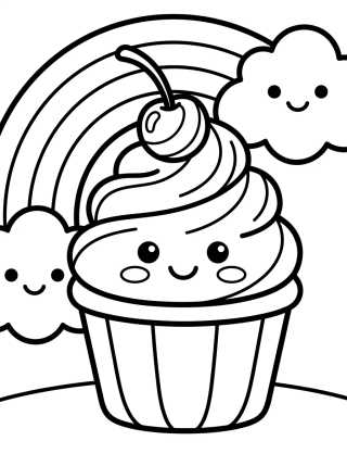 Desenho de Rainbow Cupcake para colorir e imprimir grátis