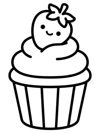 Desenho de Cute Strawberry Cupcake para colorir e imprimir grátis