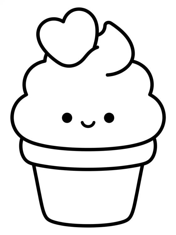 Desenho de Cute Ice Cream Cupcake para colorir e imprimir grátis