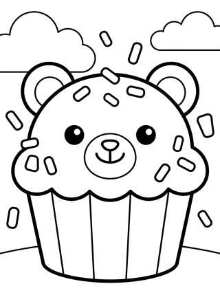 Desenho de Teddy Bear Cupcake para colorir e imprimir grátis