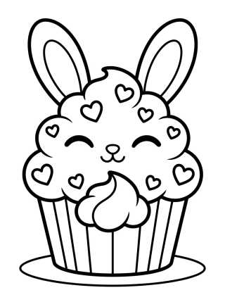Desenho de Bunny Ears Cupcake para colorir e imprimir grátis