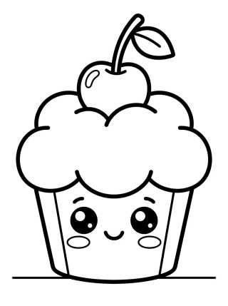 Desenho de Kawaii Cupcake with Cherry para colorir e imprimir grátis