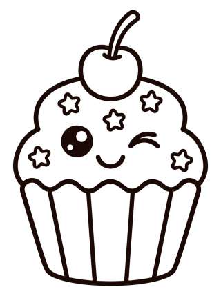 Coleção de desenhos para colorir: Cute Cakes and Cupcakes