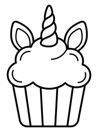 Desenho de Magical Unicorn Cupcake para colorir e imprimir grátis