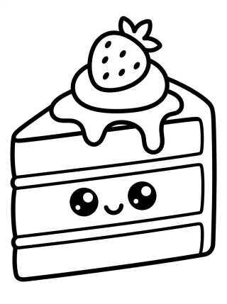 Desenho de Strawberry Cake Slice para colorir e imprimir grátis