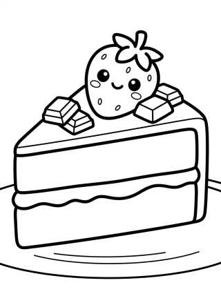 Desenho de Layered Cake Slice with Strawberry para colorir e imprimir grátis