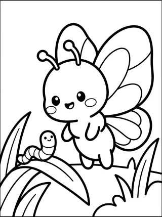 Desenho de Curious Baby Butterfly para colorir e imprimir grátis