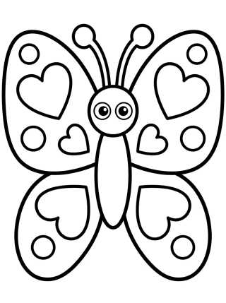 Desenho de Butterfly with Heart Patterned Wings para colorir e imprimir grátis