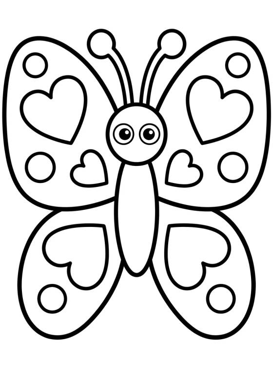 Butterfly with Heart Patterned Wings para colorir Desenho de Butterfly with Heart Patterned Wings para colorir e imprimir grátis