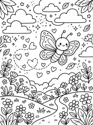 Desenho de Butterfly with Heart Trail para colorir e imprimir grátis