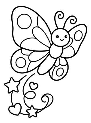 Magical Butterfly with Stars para colorir Desenho de Magical Butterfly with Stars para colorir e imprimir grátis