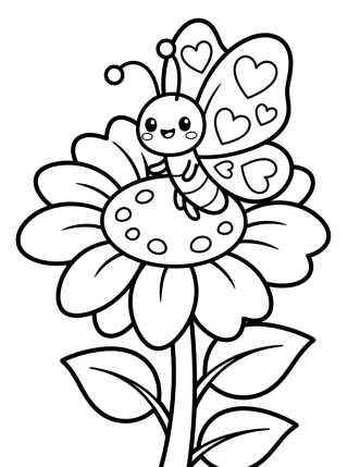 Desenho de Happy Butterfly on a Magic Flower para colorir e imprimir grátis