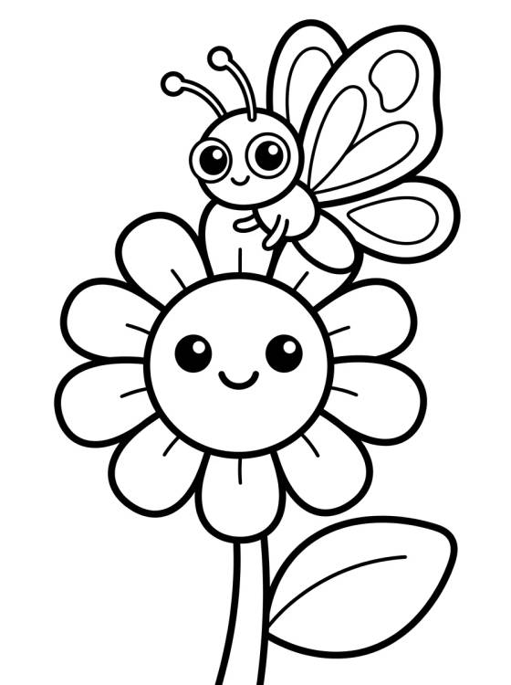 Desenho de Cute Butterfly on a Flower para colorir e imprimir grátis