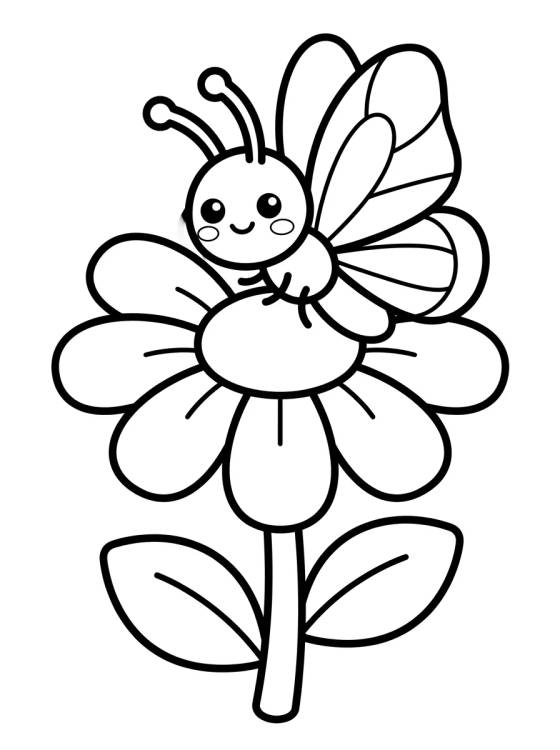 Desenho de Kawaii Butterfly Resting on a Flower para colorir e imprimir grátis