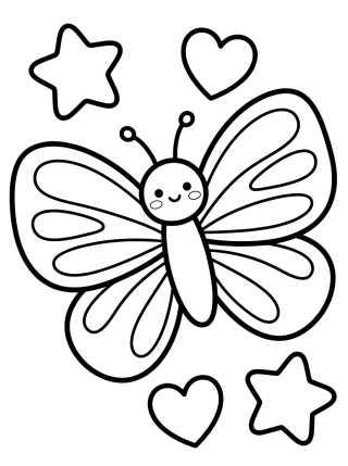 Desenho de Kawaii Butterfly with Stars para colorir e imprimir grátis