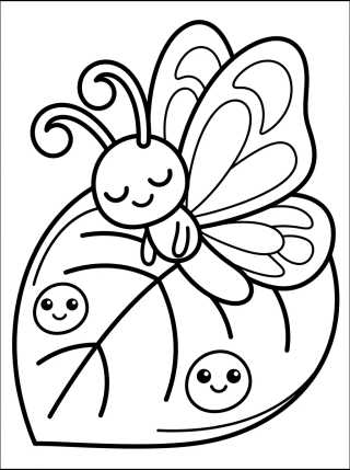 Desenho de Lazy Butterfly on a Leaf para colorir e imprimir grátis