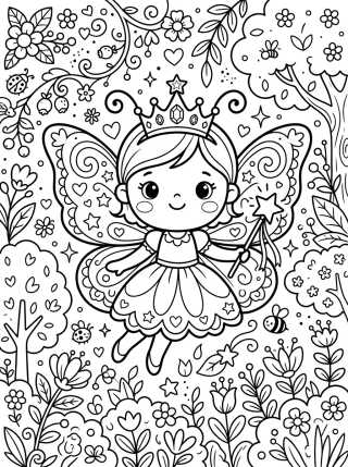 Desenho de Princess Butterfly with Crown para colorir e imprimir grátis