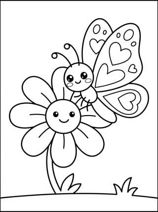 Desenho de Smiling Butterfly on a Daisy para colorir e imprimir grátis