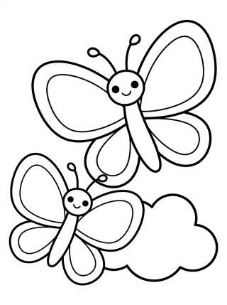 Desenho de Cute Pair of Butterflies Flying para colorir e imprimir grátis