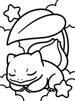 Desenho de Sleeping Baby Bulbasaur para colorir e imprimir grátis
