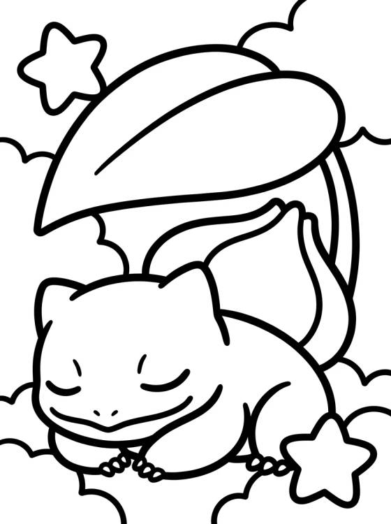 Desenho de Sleeping Baby Bulbasaur para colorir e imprimir grátis