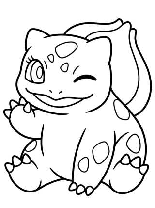 Desenho de Winking Baby Bulbasaur para colorir e imprimir grátis