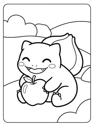 Desenho de Bulbasaur Eating Fruit para colorir e imprimir grátis